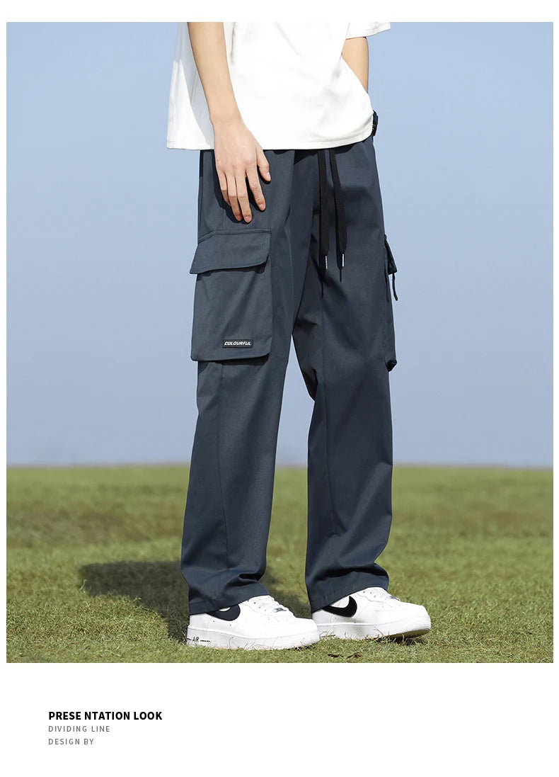 Youth Fashion Trend High-quality Outdoor Sports Leisure Workwear Long Pants Comfortable Breathable Leg Tied Straight Leg Pants
