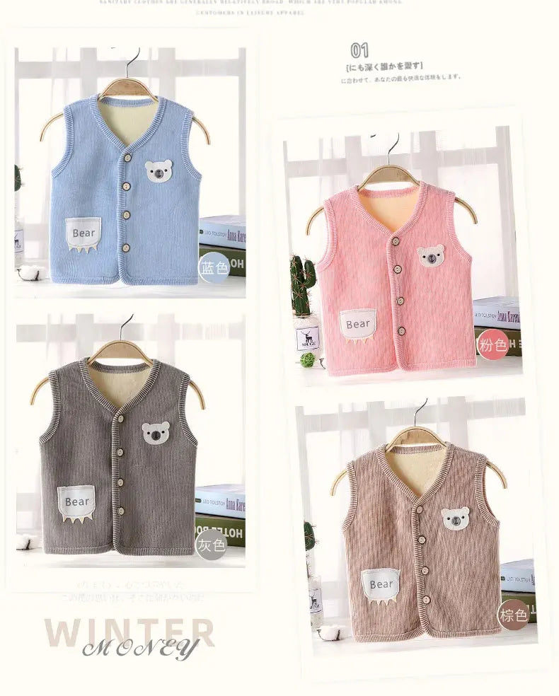 Kids Clothes Waistcoat Children's Vest Boy Girl Thicken Velvet lining Keep Warm Jackets Vest Children's Clothing Autumn Winter