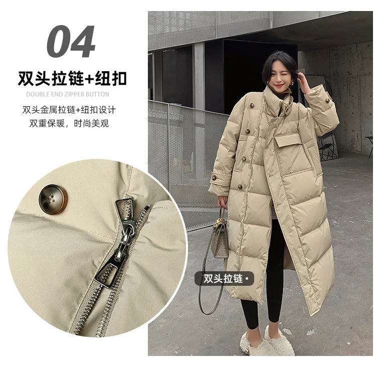Thick Cotton-padded Jacket Winter Loose Stand Collar Women Coat Cotton Padded Jackets Warm Parka Women Casual Big Pocket Outwear