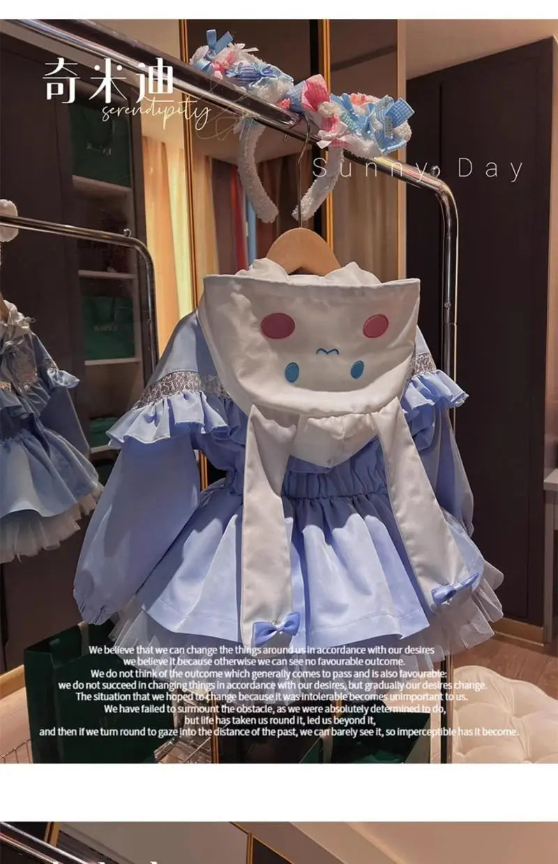 Kawaii Kuromi Cinnamoroll Kids Girls Jacket Autumn New Cartoon Fashion Embroidery Jacket Retract Waist Hooded Outdoor Jackets