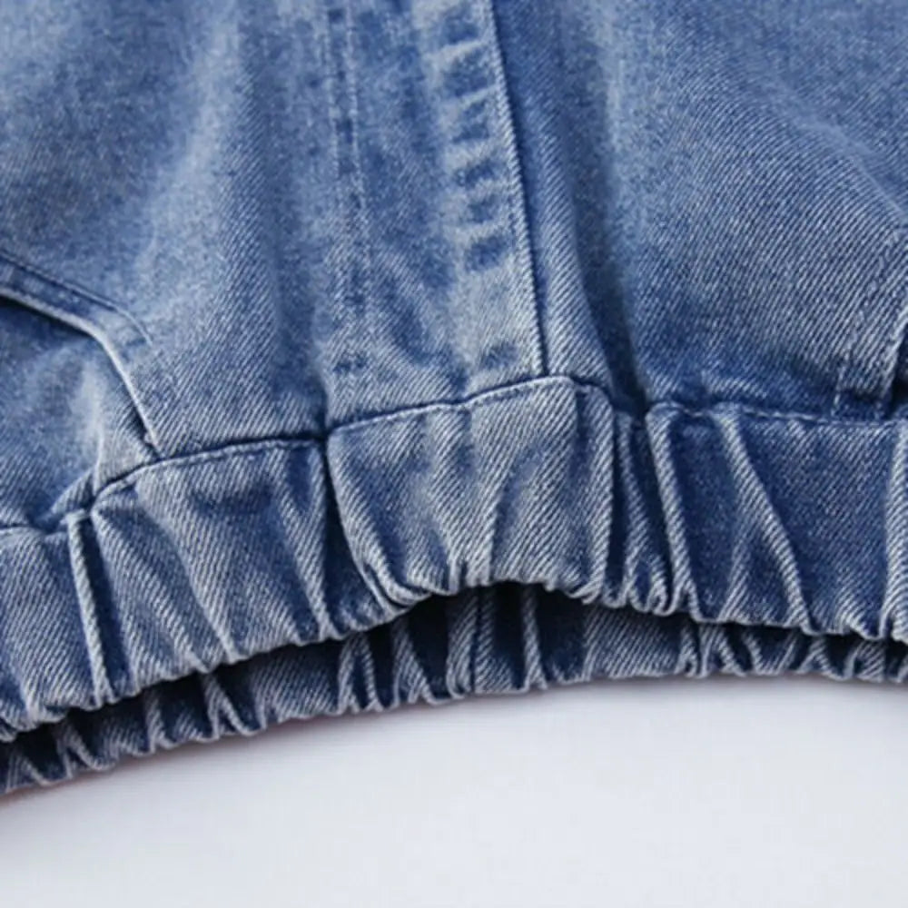 Embroidered Stars Teens Girl Jeans Loose Wide Leg Children Y2K Jeans High Waist Cowboy Pants Girls Denim Trousers Streetwear