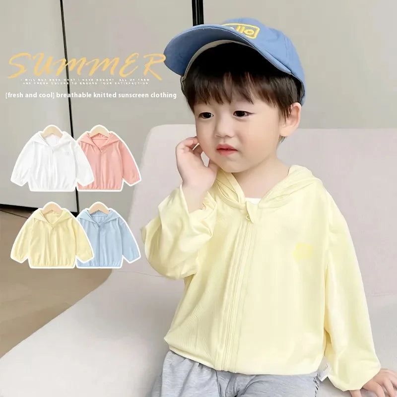 Children's Ice Silk Sunscreen Clothing Summer Breathable Boys and Girls Baby Light Sunscreen Clothing UV Jacket Sunscreen Clothi