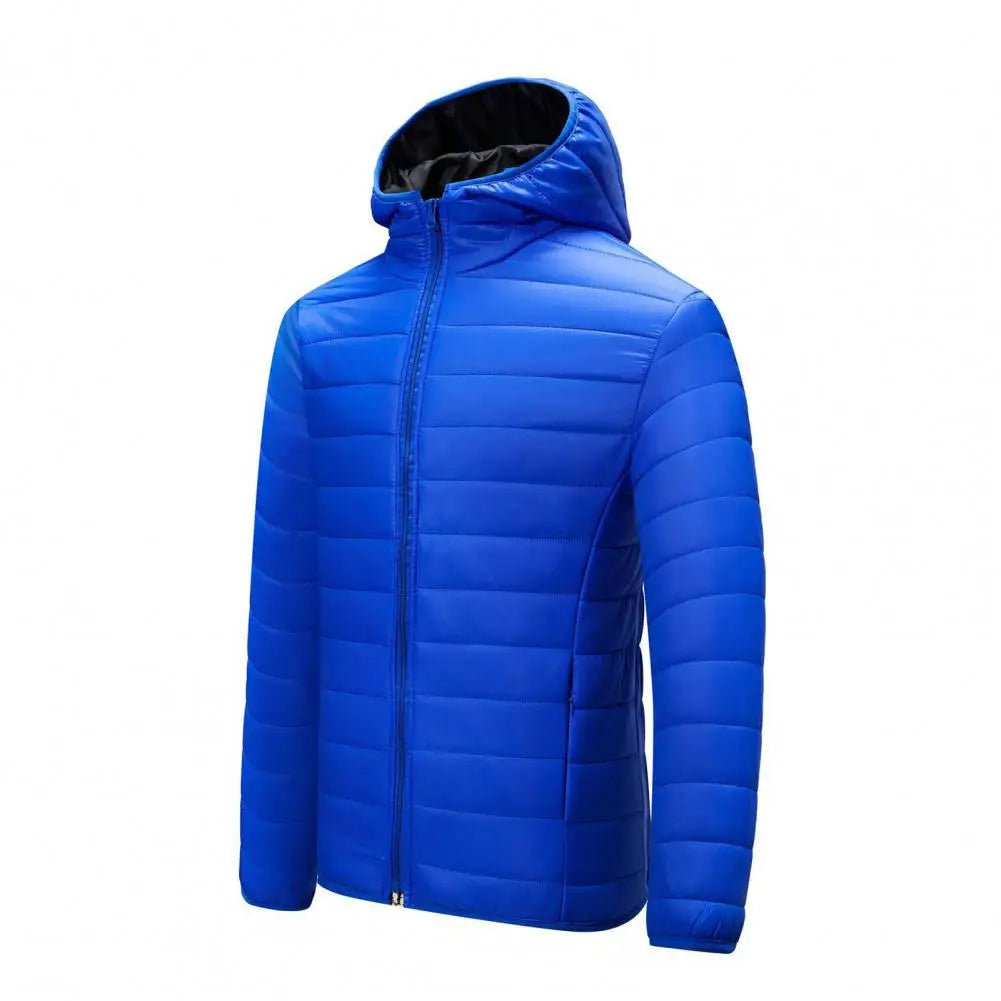 Winter Men Coat Hooded Cotton Padded Warm Windproof Parka Cotton-padded Zipper Closure Lightweight Male Down Coat Sports Clothes