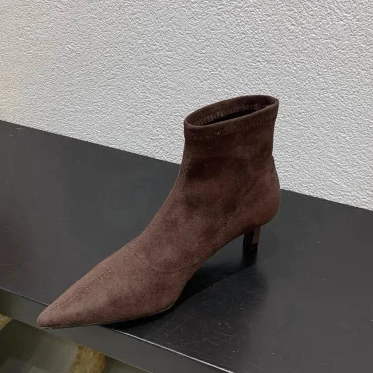Zapatos para mujer, elegantes botines de mujer de alta calidad, con cremallera trasera, botas sexis de punta puntiaguda para oficina y trabajo.