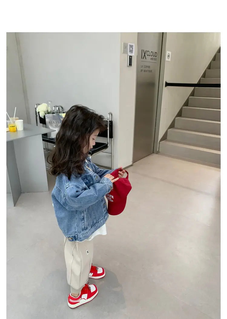 Fashion Kids Denim Jacket For Girls Coat Spring Autumn Children Outerwear Baby Casual Jackets Costume 4-12 Year