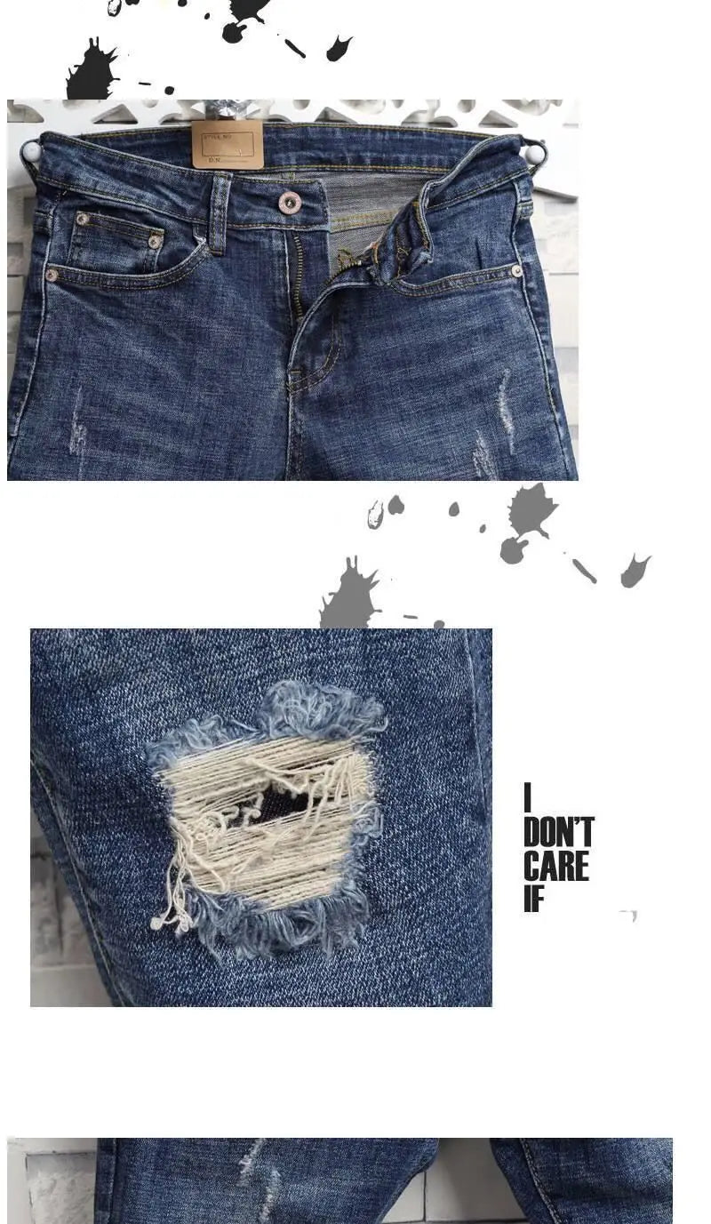 Spring Summer Work Wear Men Luxury Casual Fashion Korean Style Clothes Hip-hop Jeans Slim Japanese Streetwear Beggar Feet Pants