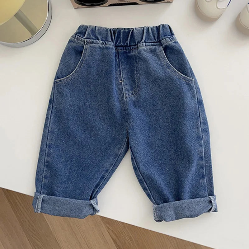 0-5 Years Autumn Kids Jeans Casual Solid Baby Boys Denim Pants Soft Girls Fashion Trousers Matching Corduroy Pants