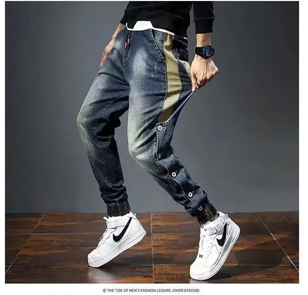 Mens Jeans Harem Pants Fashion Pockets Desinger Loose Baggy Moto Jeans Men Stretch Retro Streetwear Relaxed men clothing pants