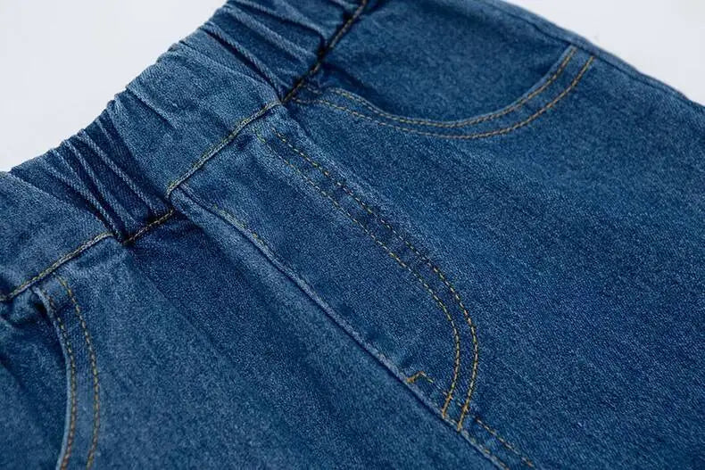Pantalones vaqueros de primavera y otoño para niños de 4 a 6 años, de algodón con estampado y empalme elástico, pantalones vaqueros coreanos para adolescentes, ropa para niños nueva