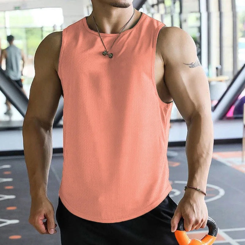 13 Color Men Vests Summer Male O-Neck Sleeveless Solid Breathable Loose Tank Tops QDH-BX1