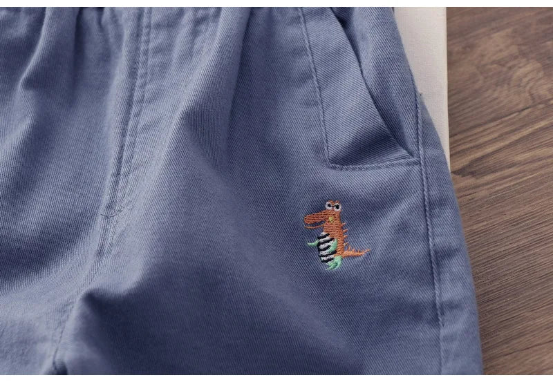 Boys' Summer New Cartoon Embroidered Jeans Versatile Small Legged Haren Pants Casual Pants Children's Stylish Pants