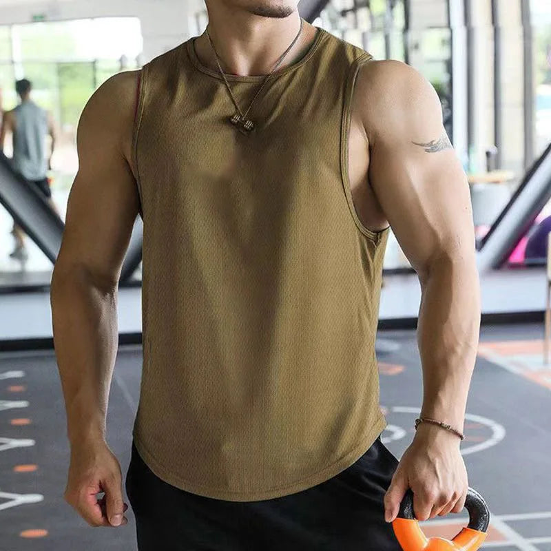 13 Color Men Vests Summer Male O-Neck Sleeveless Solid Breathable Loose Tank Tops QDH-BX1