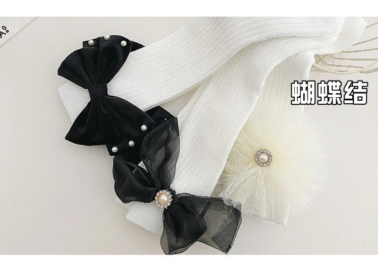 1 Pair Kids Girl Sock Rerto Lace Bow Princess Calf Sock for Children Girl Spring Summer Thin Stocking Knee High Baby Girl Sock