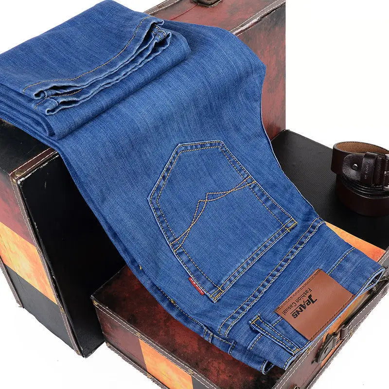 Pantalones vaqueros clásicos para hombre, pantalón vaquero negro suave, estilo motero, talla 32-38