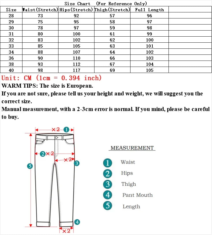 Fashion Men Jeans Stretch Straight Leg Casual Slim Fit Denim Pants Male Brand Luxury Design Business Classic Trousers Large Size