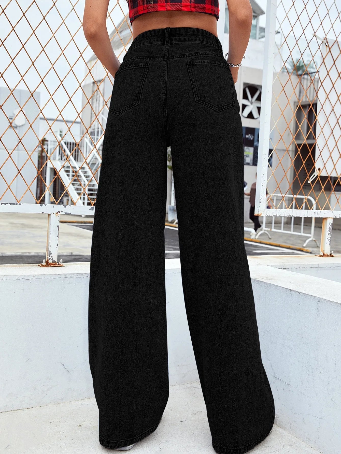 Women's Hot Sale High Waist Stretch Washed Denim Fashionable Straight Jeans Women's Pants women jeans black pants woman clothing