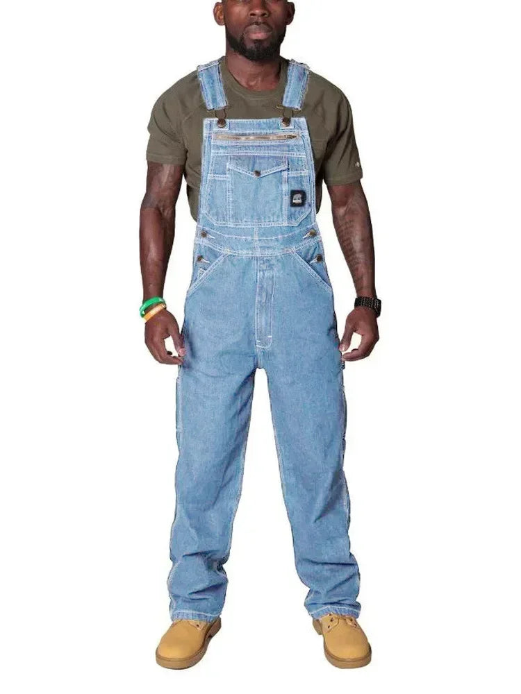 Men's Cargo Trousers Solid Jeans Overalls for Men Fashion Denim Jumpsuits Oversized Pants Men Clothing Full Length Tracksuit