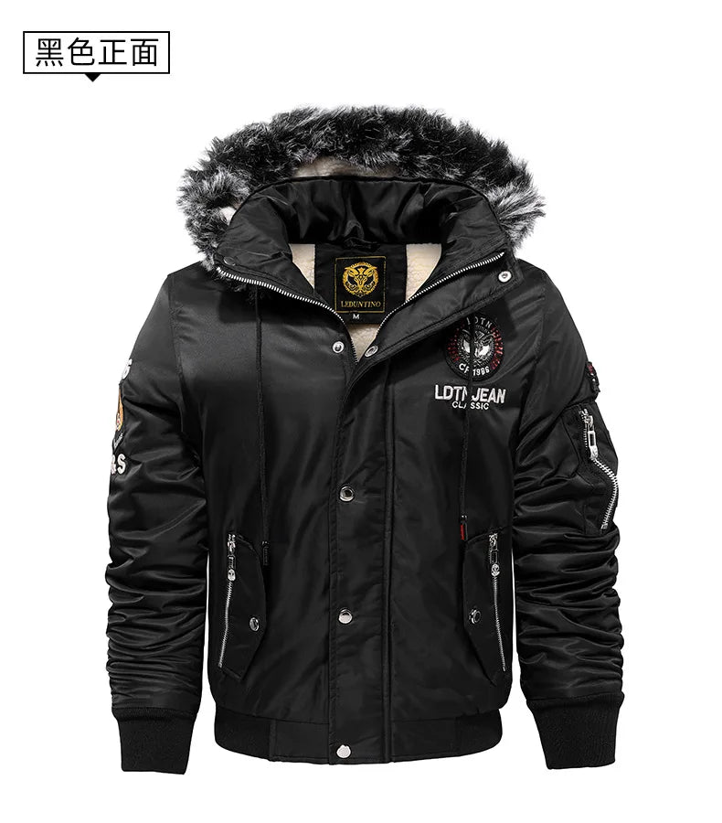 Winter new casual men's cotton-padded padded jacket warm hooded coat windproof men's large size M-5XL cotton-padded jacket