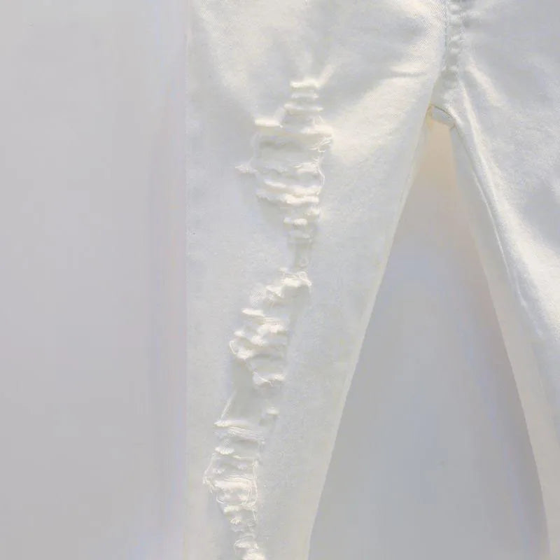 Pantalones vaqueros blancos de mezclilla para niñas y niños de otoño 2025, pantalones rotos para niños de 2, 3, 4, 5, 6 y 7 años