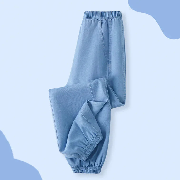 Pantalones vaqueros finos antimosquitos para niños y niñas, pantalones largos para primavera y verano