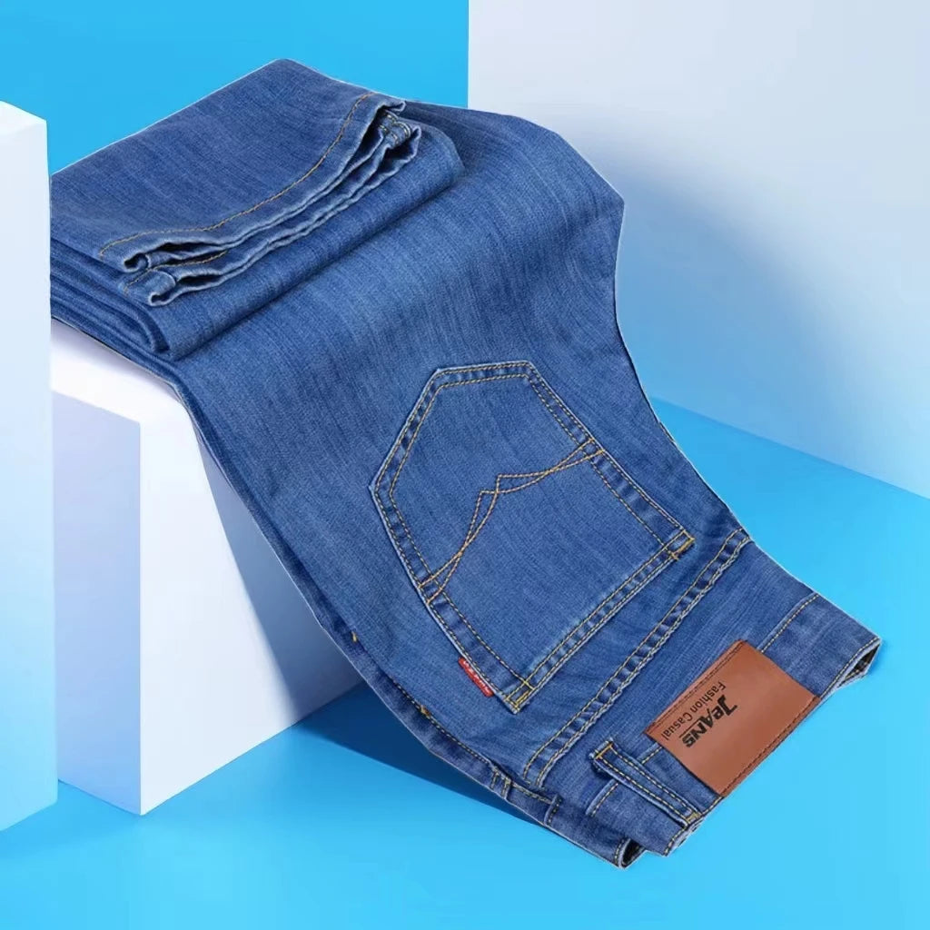 Pantalones vaqueros clásicos para hombre, pantalón vaquero negro suave, estilo motero, talla 28-40