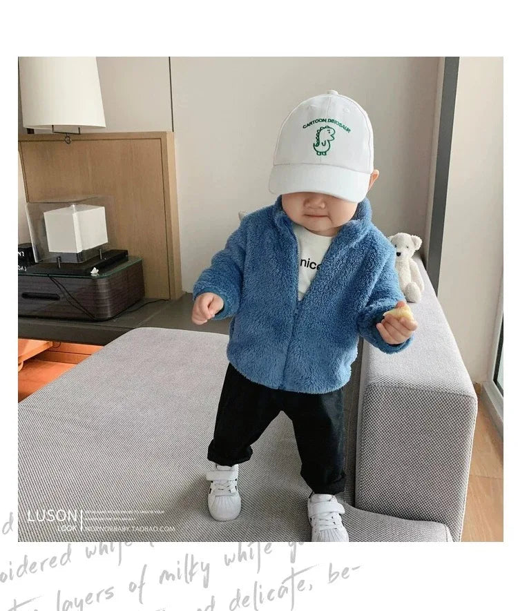 1pcs Boys Girls Autumn Coat Children Winter Thermal Fleece Jacket Kids Coats Double Sided Velvet Outerwear Baby Warm Clothes