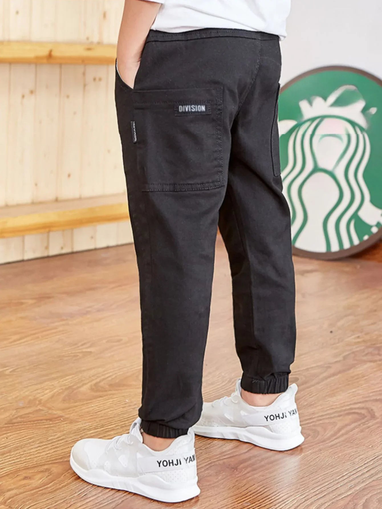 Pantalones deportivos elegantes de color sólido para niño, pantalones deportivos cargo informales con cintura elástica para exteriores
