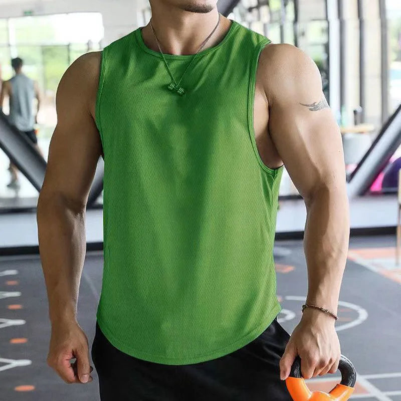 13 Color Men Vests Summer Male O-Neck Sleeveless Solid Breathable Loose Tank Tops QDH-BX1