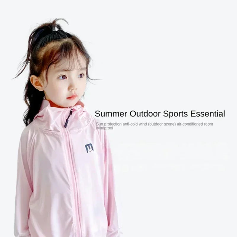 Children's Outdoor Ice Silk Sunscreen Jacket UV Resistant Children's Summer Cycling Sunscreen Jacket Children's Clothing