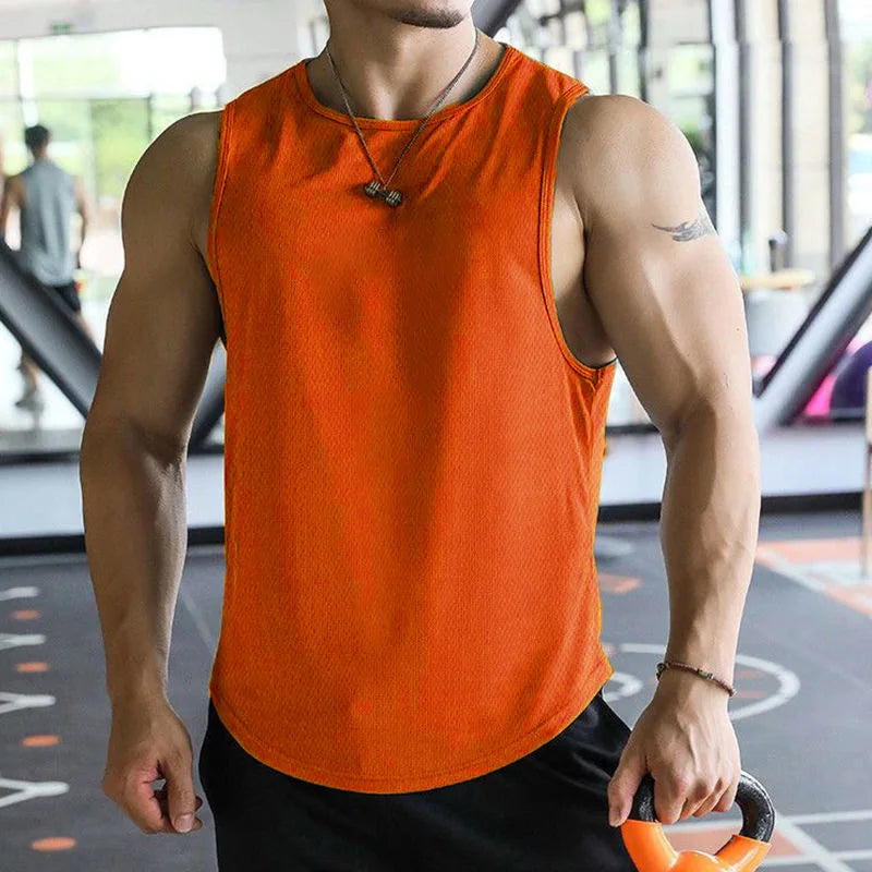 13 Color Men Vests Summer Male O-Neck Sleeveless Solid Breathable Loose Tank Tops QDH-BX1