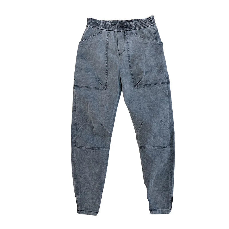 Pantalones vaqueros holgados estilo Harajuku para hombre, ropa de calle japonesa, estilo informal, ajustados, estilo cargo, hip hop, de diseñador, color gris, para otoño y verano