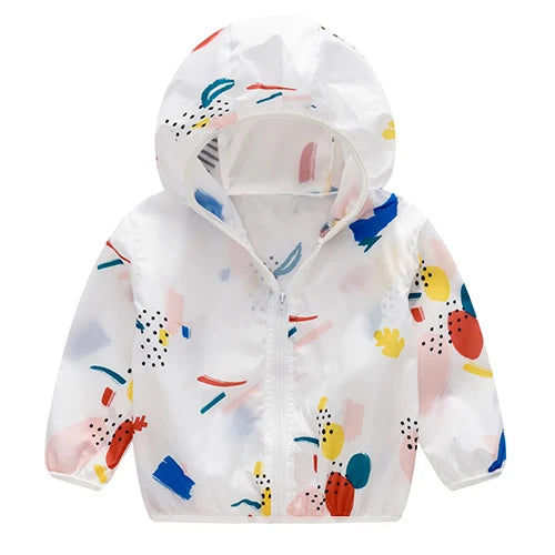 New Boys Sun Protective Jacket Thin Style Spring Summer Little Princess Coat Hooded Zipper Baby Outerwear Children's Clothing