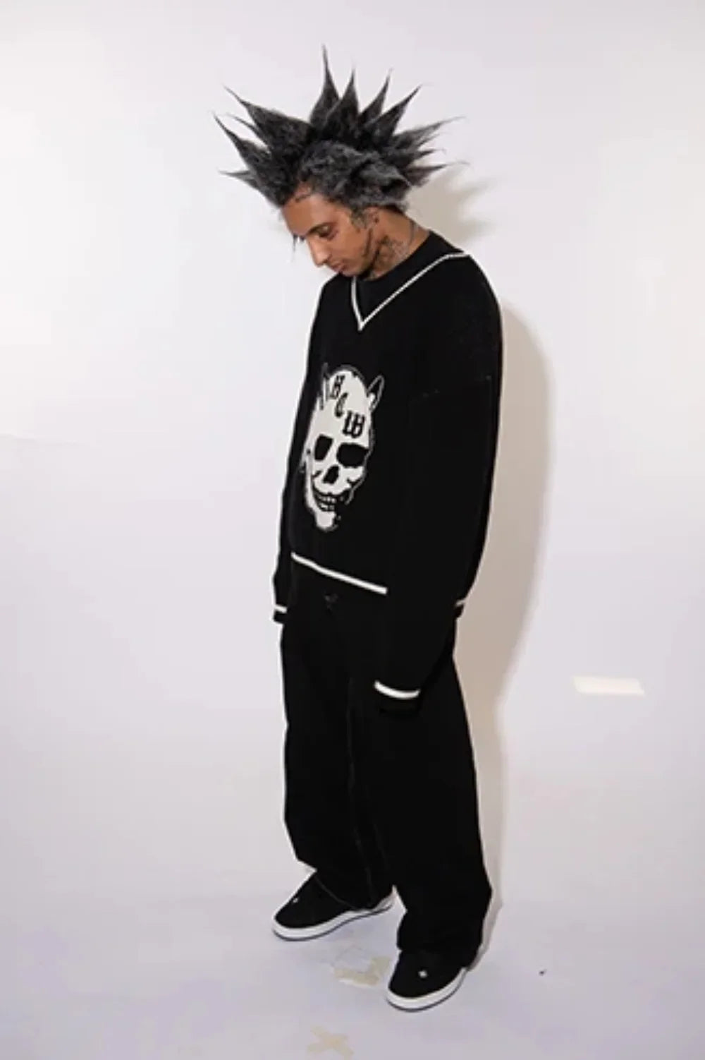 Nuevos vaqueros holgados casuales de pierna ancha para hombre, vaqueros con estampado retro de hip hop, tendencia de moda, vaqueros negros de cintura alta Y2k, ropa para hombre 2023