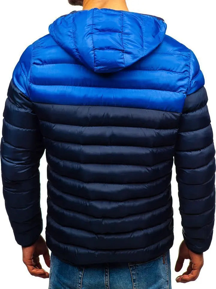 Autumn Winter Parkas Casual Male Patchwork Zip Up Long Sleeve Hooded Cotton Pad Coats Outwear BSD-M-07