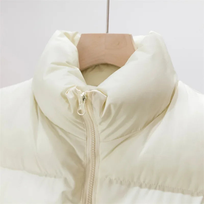 Warm Parkas Women Single Breasted Coats Autumn Winter Vest Coat Khaki High Waist Casual Vests Elegant Y2k Jackets Thick