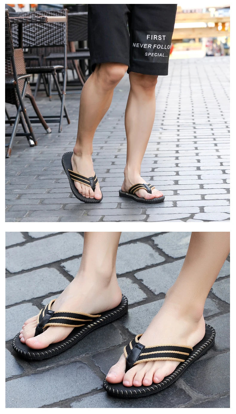 1pair New Summer Fashion Hard Wearing Outdoor Beach Sandals Men's Personality Flip-flops Slippers