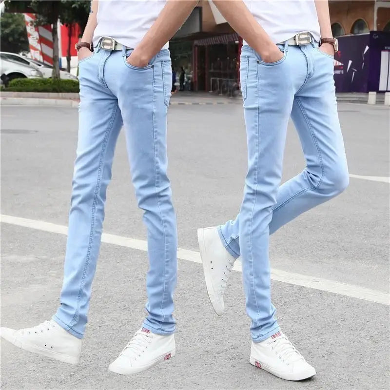 Harajuku Fashion Men's Jeans Stretch Luxury Clothes for Men Korean Style Streetwear Cowboy Solid Snowflake Skinny Denim Pants