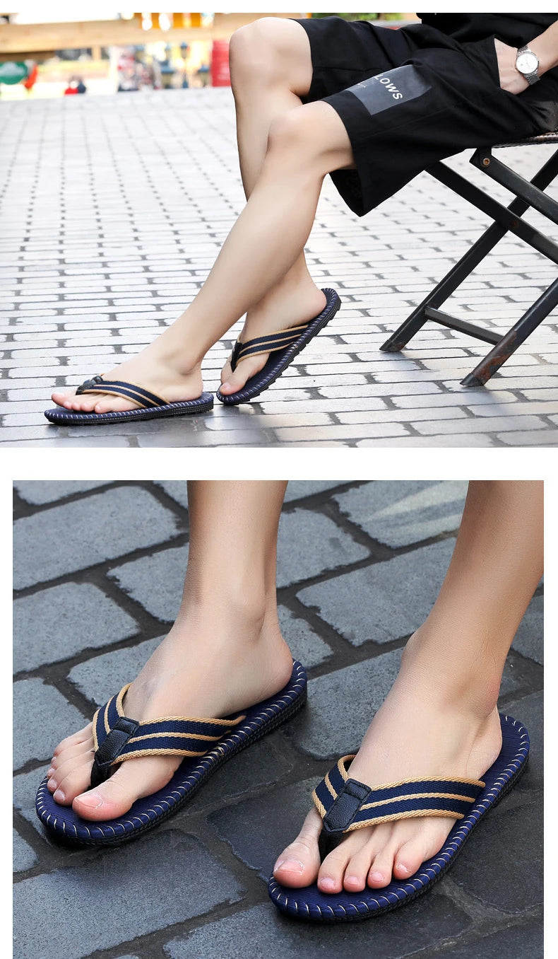 1pair New Summer Fashion Hard Wearing Outdoor Beach Sandals Men's Personality Flip-flops Slippers