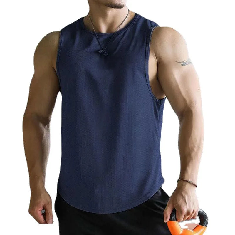 13 Color Men Vests Summer Male O-Neck Sleeveless Solid Breathable Loose Tank Tops QDH-BX1