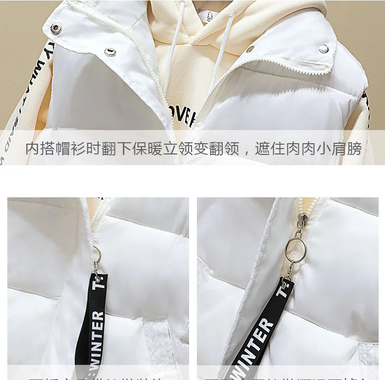 Woman Cotton Vest Winter Korean Style Buttons Zipper Solid Color High Neck Fashion woman's Vest Dropshipping Sale LDY002