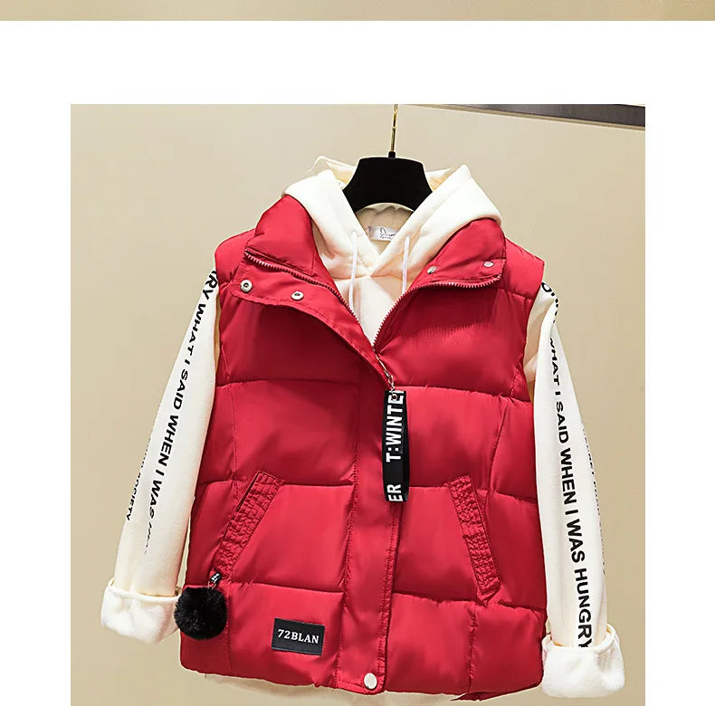 Woman Cotton Vest Winter Korean Style Buttons Zipper Solid Color High Neck Fashion woman's Vest Dropshipping Sale LDY002