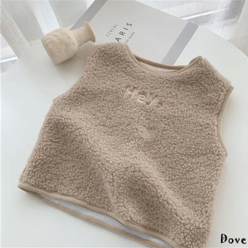 Vests & Waistcoats Girls Boys Polar Fleece Jacket Outer Wear Casual Simple Letter Embroidered Jacket Autumn Winter Children's