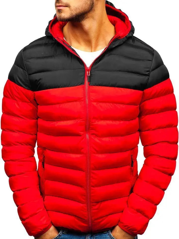Autumn Winter Parkas Casual Male Patchwork Zip Up Long Sleeve Hooded Cotton Pad Coats Outwear BSD-M-07