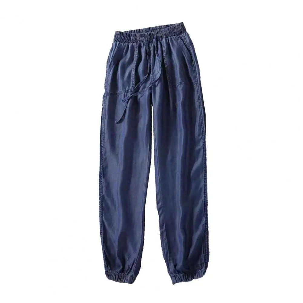 Women Harem Pants High Waist Drawstring Ankle-banded Women Trousers Deep Crotch Elastic Waist Female Trousers Casual Pants