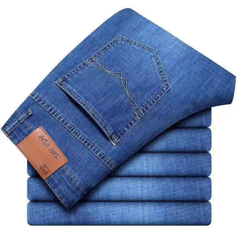 2025 Men Fashion Straight Jeans Men 2025 New Stretch Slim Fit Pants Comfortable Soft Business Denim Trousers Male Brand Clothing