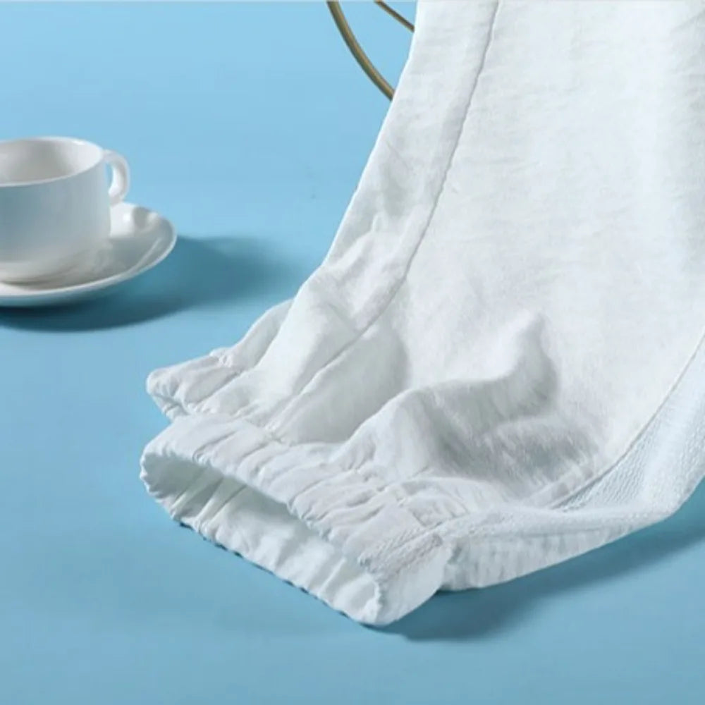 Pantalones casuales rectos y delgados con cordón de malla para mujer