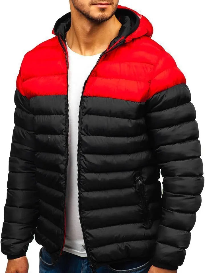 Autumn Winter Parkas Casual Male Patchwork Zip Up Long Sleeve Hooded Cotton Pad Coats Outwear BSD-M-07