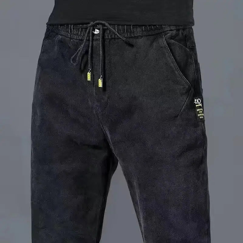 New Korean Fashion Summer Thin Loose Jeans Mens Drawstring Pants Golf Joggings Jeans Man Japanese Streetwear Harem Trousers