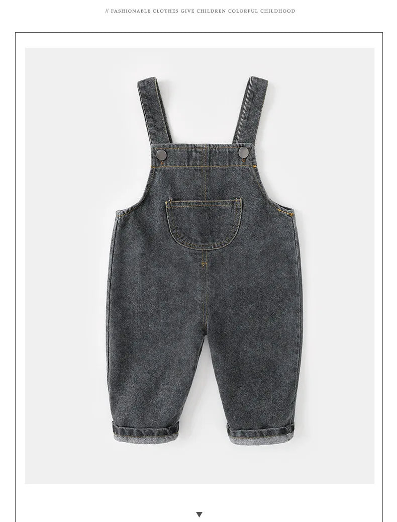 Monos vaqueros de algodón para niños pequeños de 0 a 5 años, con tirantes ajustables, holgados, informales, para primavera y otoño