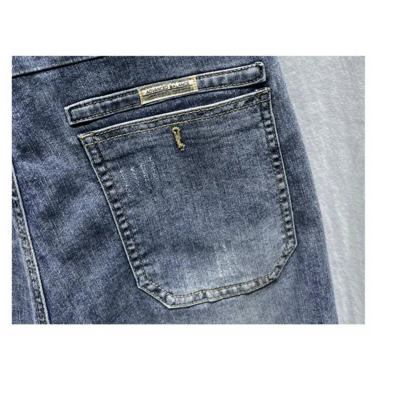 Pantalones vaqueros de lujo para hombre, moda coreana, primavera y verano, con cordón elástico, lavados, estilo cargo, holgados y cónicos